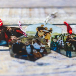 3.5" x 3.5" Hexagon Glass Ornament (Beveled)