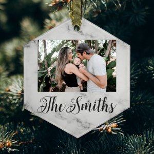 3" x 3" Hexagon Glass Ornament (Flat)